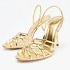 Fashion Elegant Narrow Cross-Strap Design Thin Heeled Sandals Women Sexy Peep Toe Hollow Bohemian High Heels Gold Party Wedding Shoes