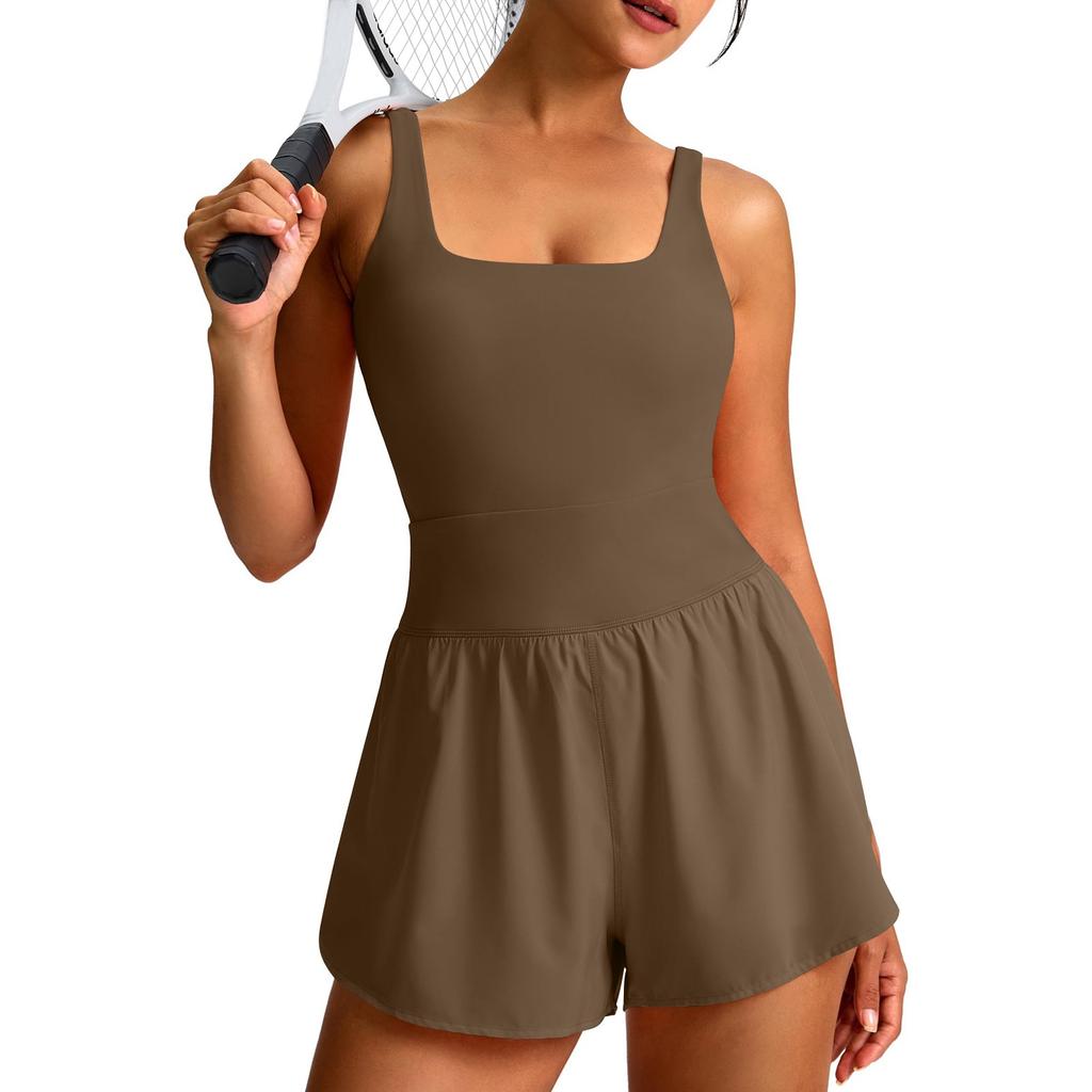 Женская теннисная юбка модный однотонный без рукавов повседневный спортивный короткий комбинезон