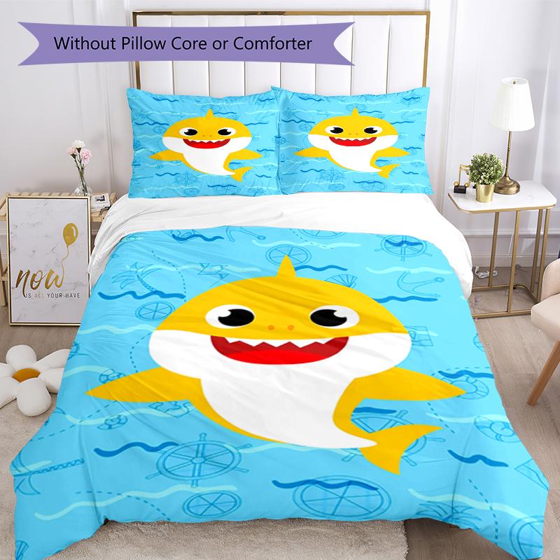 3pcs Shark Bedding Set Duvet Cover Closure Includes 1 Duvet Cover & 2 Pillowcases, Soft and Comfortable for All Seasons.