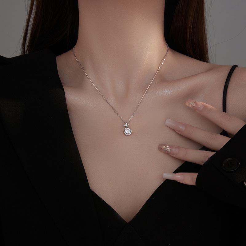 Banyan Tree S925 Silver Zircon Fishtail Necklace - Elegant Luxury Pendant for Women