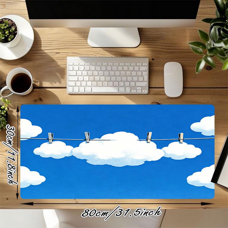 Игровой коврик для мыши Cloud Line Xl Нескользящая резиновая основа Прошитый край Водонепроницаемый коврик для стола Для ПК Ноутбука Геймера Офиса Компьютерные аксессуары C927190