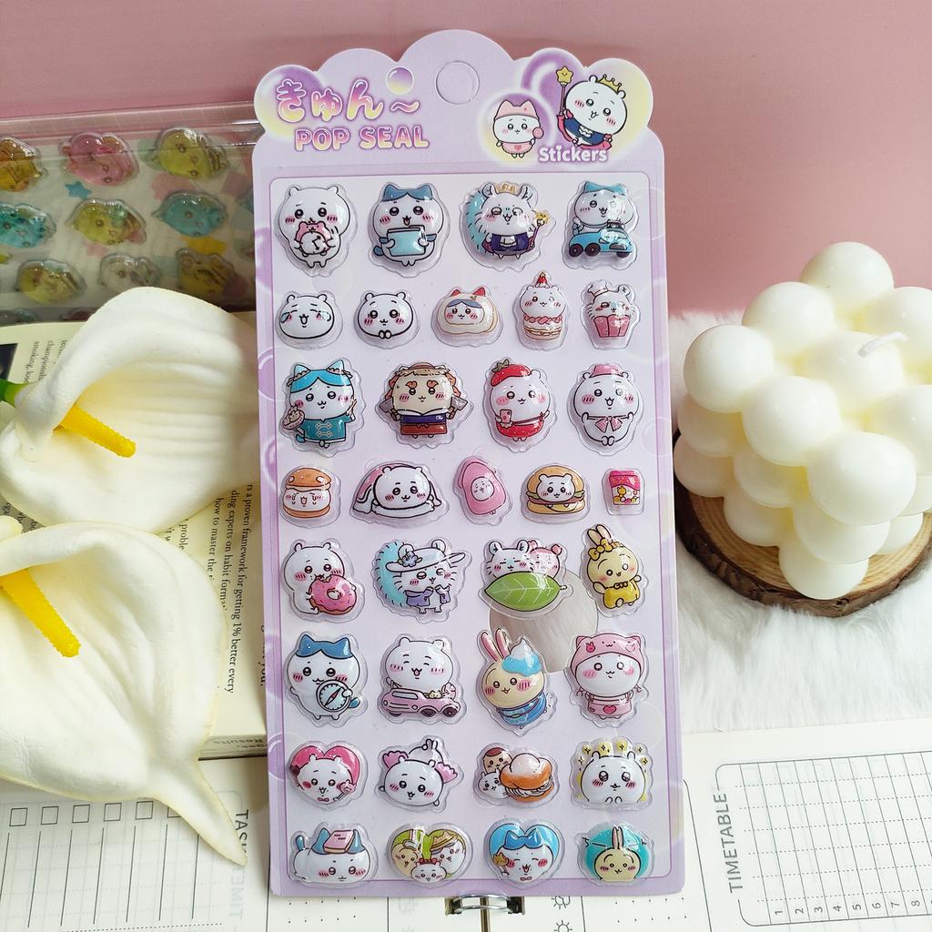 Kawaii Chiikawa 3D Relief Stickers, Self-Adhesive Cartoon Decals for Laptop Water Bottle Gift