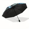 1pc Blue Velociraptor Pattern Automatic Umbrella is Fashionable and Good-Looking,  Suitable for Travel and Daily UseW014