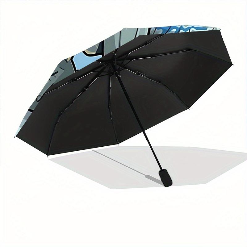 1pc Blue Velociraptor Pattern Automatic Umbrella is Fashionable and Good-Looking, Suitable for Travel and Daily UseW014