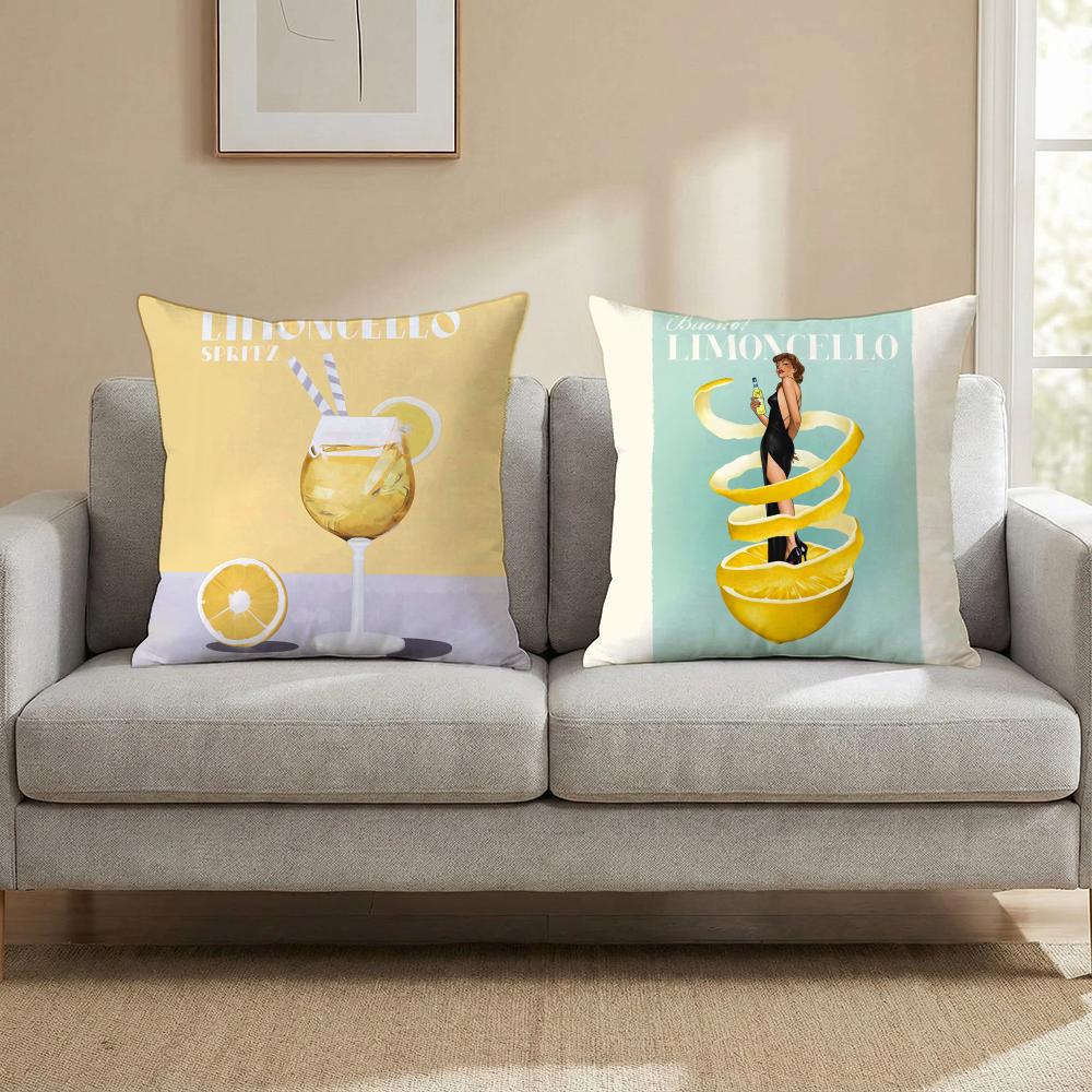 Limoncello Cocktail Cushion Cover Multi-Scene Pillow Cover for Home & Car - Reversible, Soft & Durable for Daily Use
