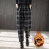 Бархатные и утолщенные клетчатые брюки осень-зима новые утягивающие свободные повседневные брюки с высокой талией универсальные брюки-харлан