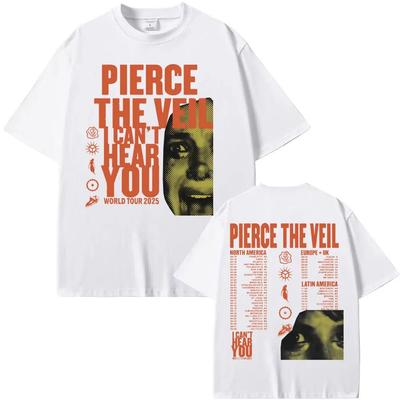 Панк Готика Футболка Высокое Качество Рок Группа Pierce The Veil I Can't Hear You Tour Хлопок Принт Футболки Унисекс