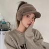 Women Autumn Winter Knitting Baseball Hat Letter Design Earflap Plush Warm Hat Outdoor Sport Windproof Ponytail Hat