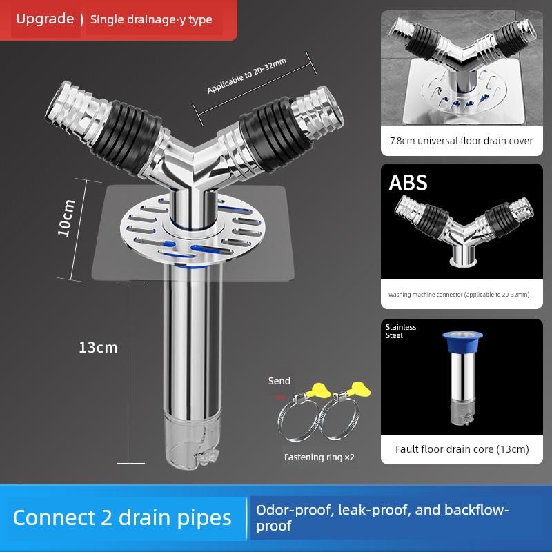 Thickened 304 Stainless Steel Anti-Odor Core for Floor Drain, Anti-Overflow Connector for Washing Machine Drain Pipe, Extended Pipe