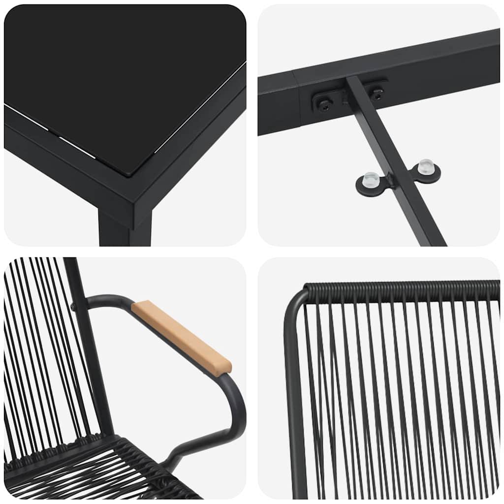 Outdoor Dining Set 9 pcs Black Powder Coated Steel