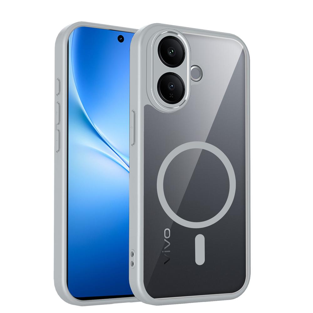 KEYSION Transparent Magnetic Phone Case for VIVO V60 Lite 5G Soft Silicone+PC HD Clear Shockproof Back Cover for IQOO Z10R 5G