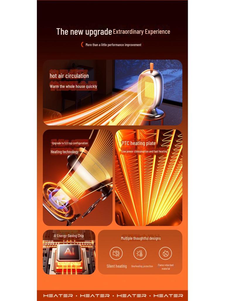 Стильный настольный обогреватель 2025 года: Вентилятор быстрого нагрева для дома, офиса или общежития