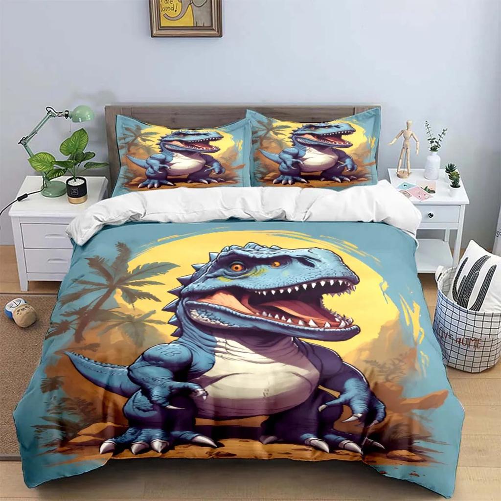 3D Jurassic Dinosaur Park World Bedding Set Duvet Cover Pillowcase Adult Boy  Bedroom Children Gift Single Double Size