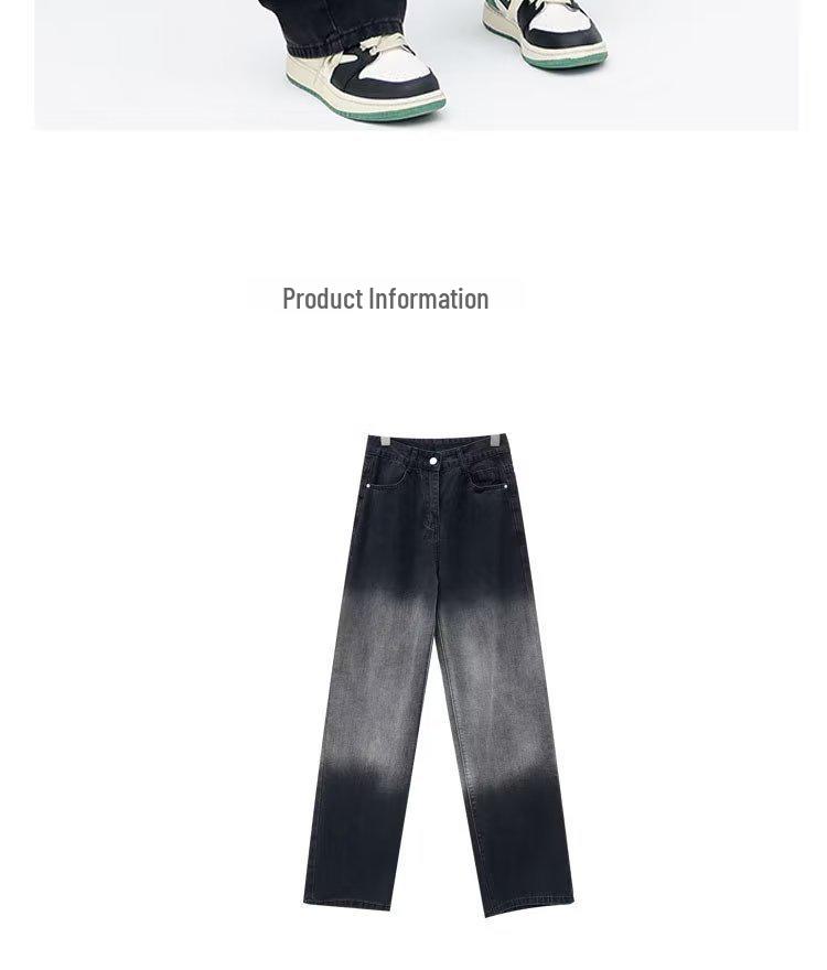 Грушевидные джинсы прямого кроя из тенселя с градиентом: Женские летние брюки Ice Silk с высокой талией, широкими штанинами, больших размеров