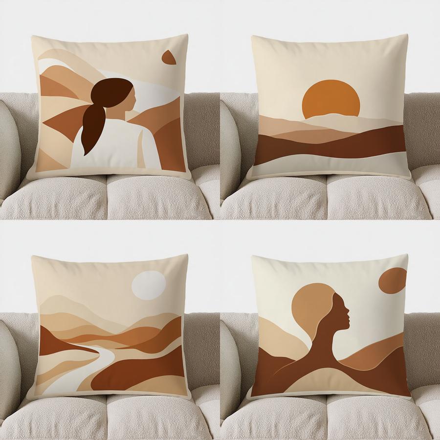 Домашний Декор Абстрактный Силуэт Женщины Геометрический Узор Рисунок Подушки Наволочка Подходит Для Дивана Спальни Автомобиля Наволочка