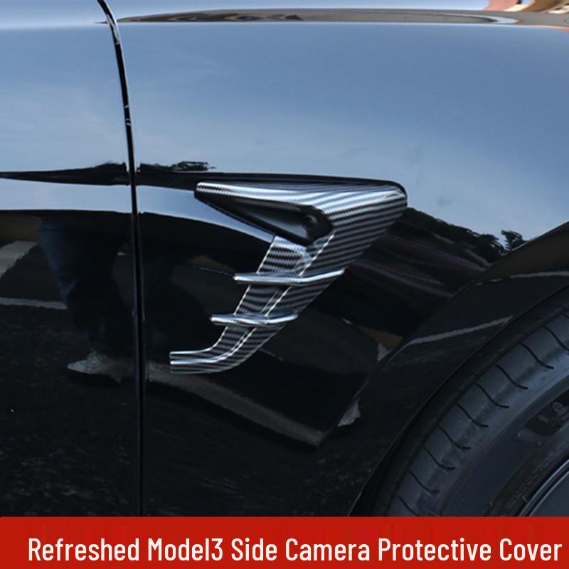 Декоративная накладка на крыло и наклейка с боковой надписью для Tesla Model 3