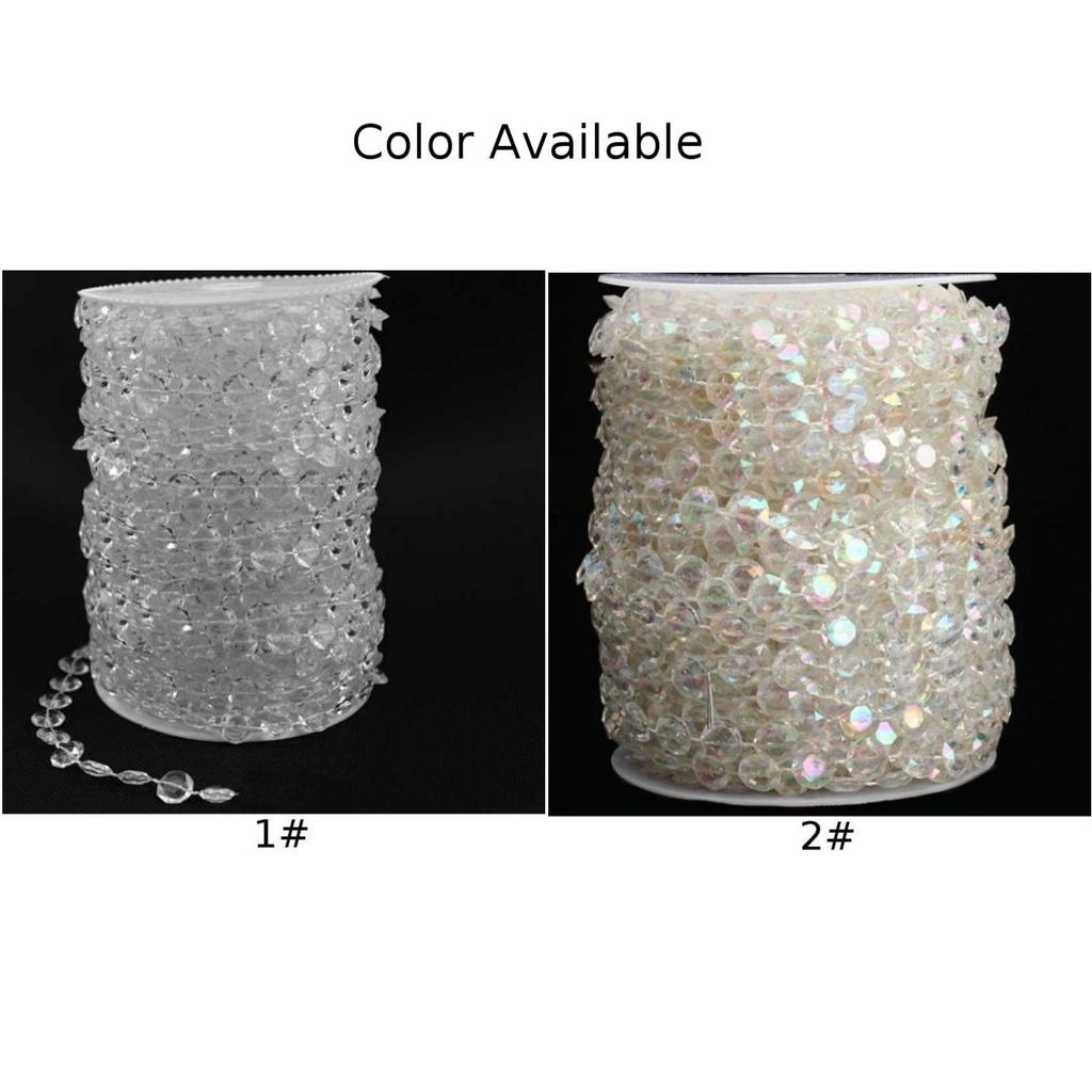 10M Acrylic Crystal Bead Curtain Clear Garland Strand Hanging Chains For Party Wedding Window Balcony Garden DIY Decoration
