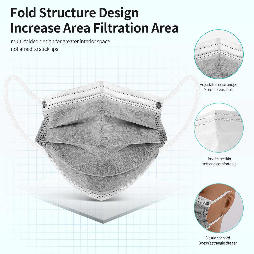 Маска с активированным углем, 10-200 шт., 4-слойный респиратор, маска для взрослых, пылезащитная маска для рта, одноразовые маски для здоровья CE