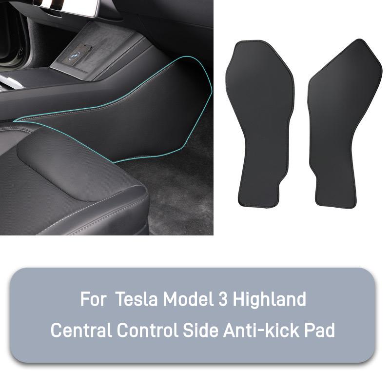 Для Tesla Model 3 / Y Кожаная боковая защита от пинков Панель центральной консоли Защитная накладка от грязи Защитная крышка Аксессуары для интерьера автомобиля