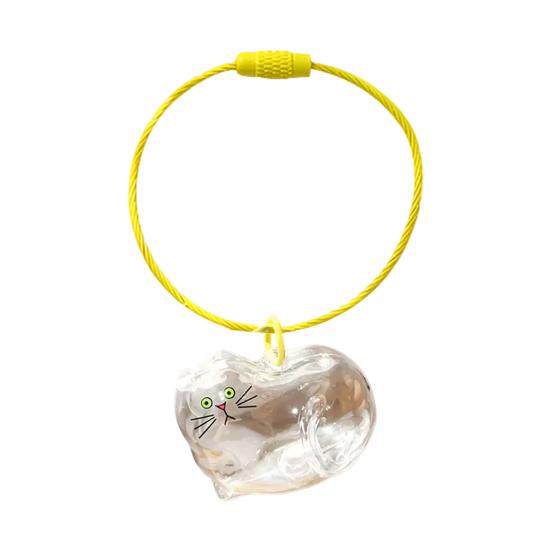 1/6Pcs Cat Style Memorial Keychain Pendant Transparent Cat Hair Storage Bottle Key Chain Pet Memorial Accessories