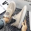 Men's shoes large mesh hollow breathable summer new board shoes heightening rotating button cover feet casual sports trendy shoes