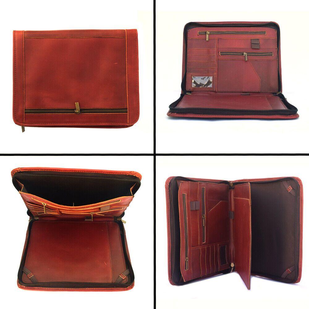 Кожаная папка с файлами портфолио A4 Bag Padfolio Case ноутбук документ винтажная сумка