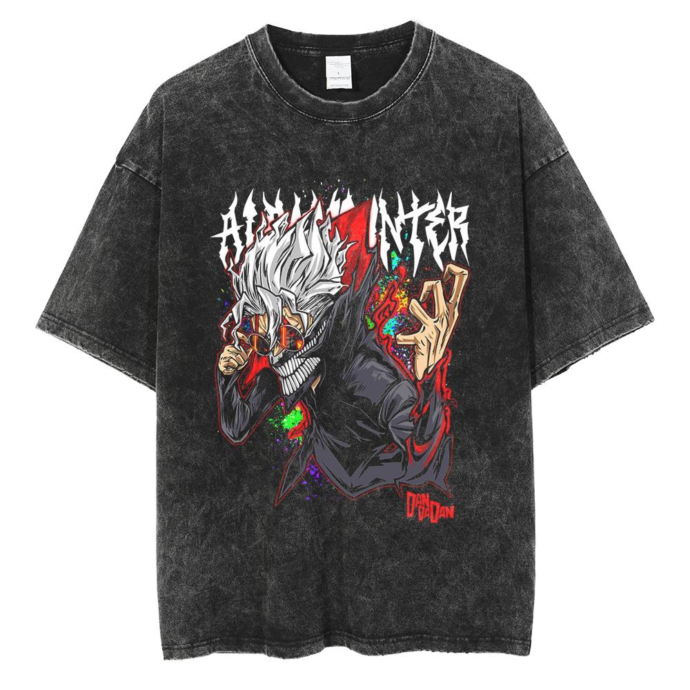 Аниме Dandadan Аясэ Момо Окарун Принтованная футболка Мужские футболки из стираного хлопка Оверсайз Повседневная футболка Харадзюку Мужские Топы Манга