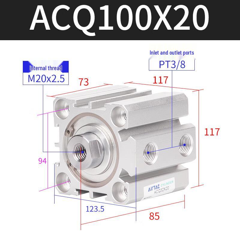 Тонкий цилиндр Airtac с высоким усилием серии ACQ (Размеры: 100/80X10-50SB)