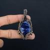 Кулон из содалита, Ювелирное украшение-подвеска, обернутая медной проволокой 999 пробы, Ювелирное изделие ручной работы, Подвеска с камнем-талисманом, Подарок для него