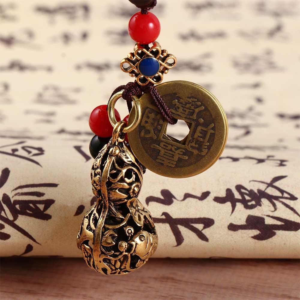 Auspicious Gourd Fengshui Brass KeyChains Jewelry Findings Keychain Components Car Keyring