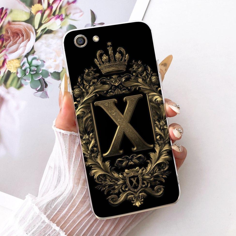 Transparent For Oppo F3 CPH1609 Cover For Oppo F3 Case Aesthetic Luxury Crown A-Z Letters 2D Flat Pattern Soft Phone Case
