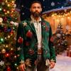 Мужской уродливый рождественский вельветовый теплый карманный пиджак-кардиган, мужской повседневный костюм