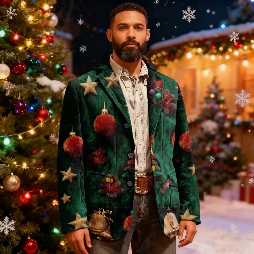 Мужской уродливый рождественский вельветовый теплый карманный пиджак-кардиган, мужской повседневный костюм