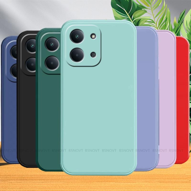 Ударопрочный чехол из жидкого силикона для Xiaomi Redmi 15C с квадратным дизайном