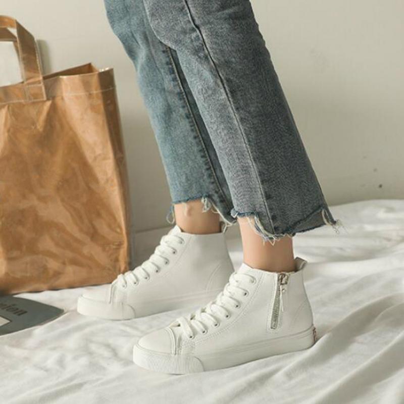 Dwayne весна осень новые высокие балетки на молнии корейская версия дикие дышащие белые туфли студенческие балетки женские туфли 687