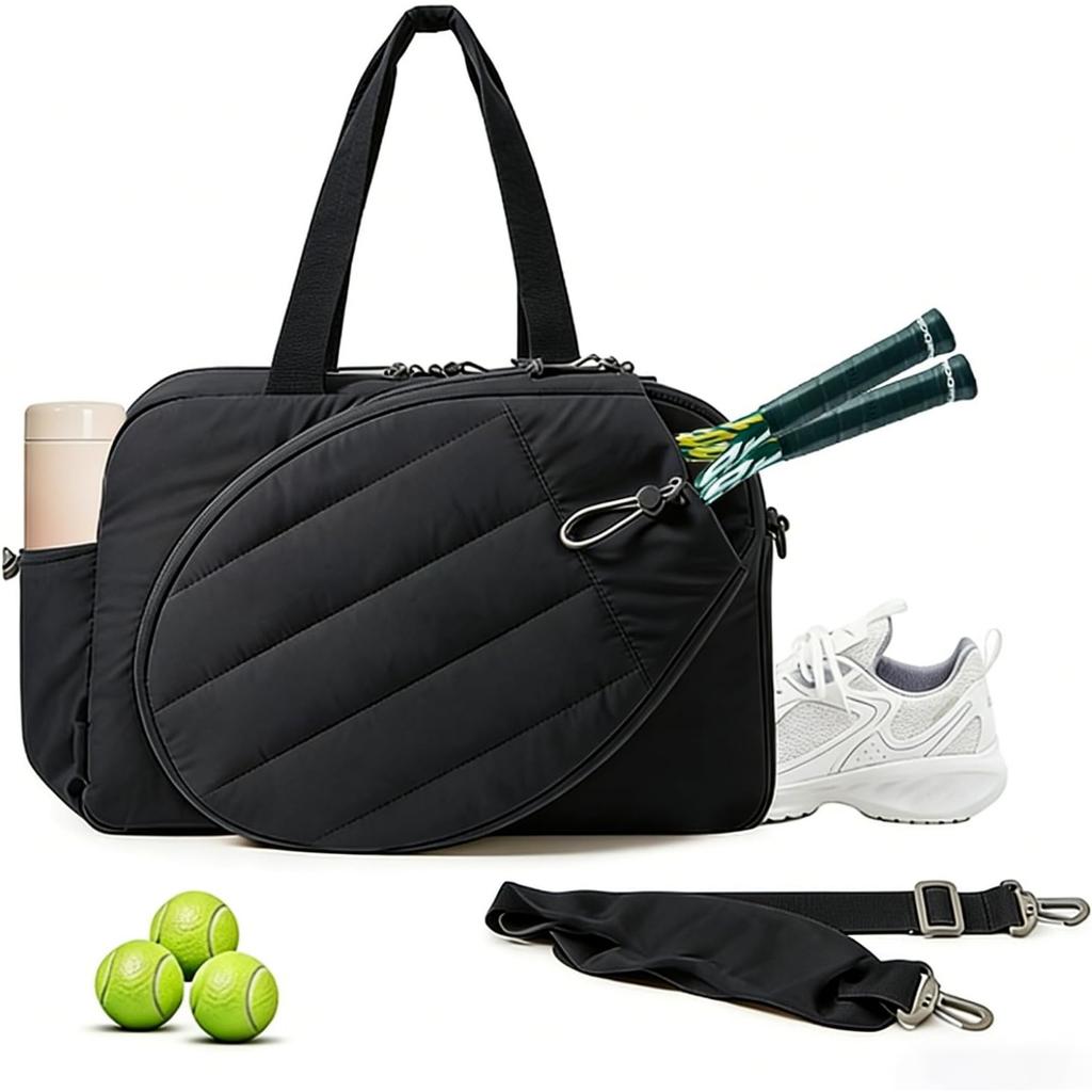 Badminton Bag Women's 48×19×31cm, Buffer Sport Bag Large, Tennis Bag with Racket Compartment, Travel Bag for Women Fitness Gym Bag with Wet