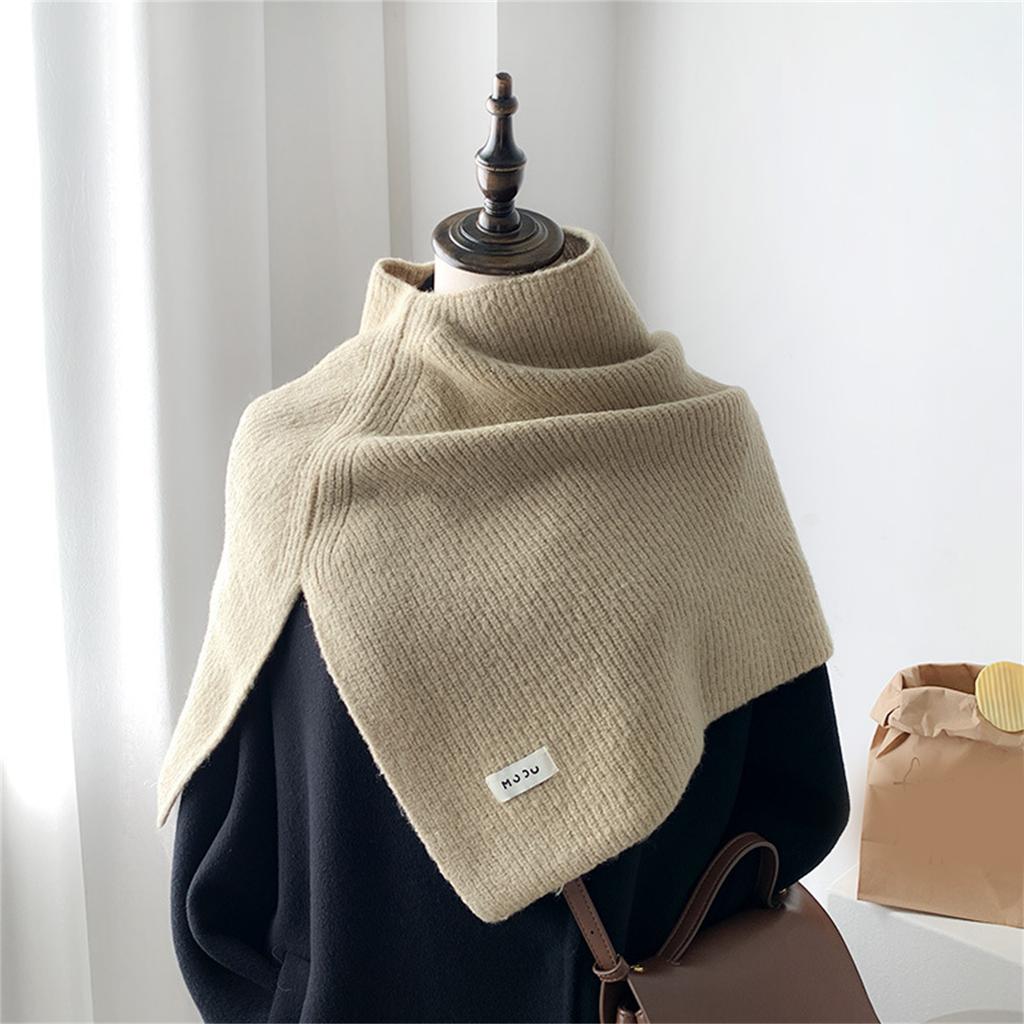 Warm Fashion Shawl Slit Turtleneck Women Winter Scarf Shoulder Wrap Thickened Solid Color Oversized Capelet Ponchos