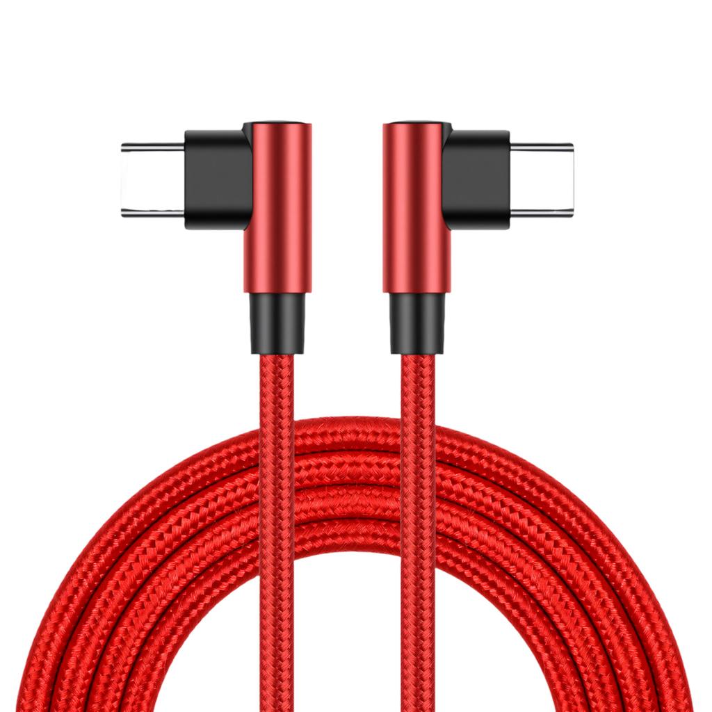 Быстрое зарядное устройство USB C мощностью 60 Вт с двумя угловыми разъемами 90 градусов и прочной нейлоновой оплеткой повышает совместимость устройств