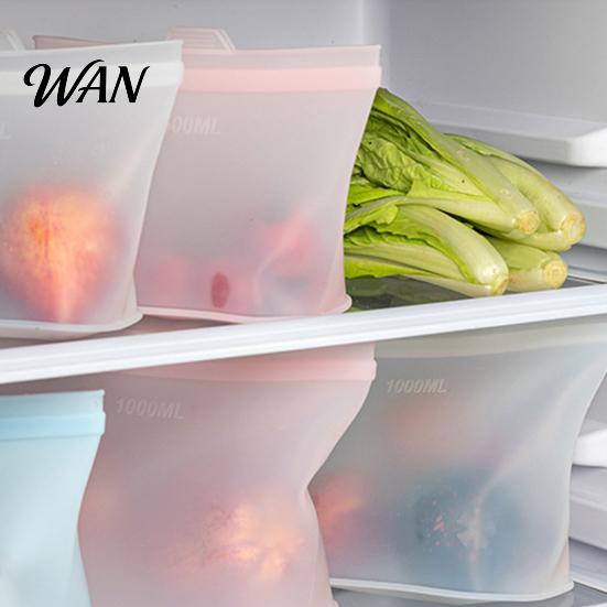 Reusable Food Storage Bag Fresh-keeping Food-Grade Silicone with Sealing Strip Pouch Leak-Proof Snack Microwave Safe Freshness Keeper for Home Kitchen