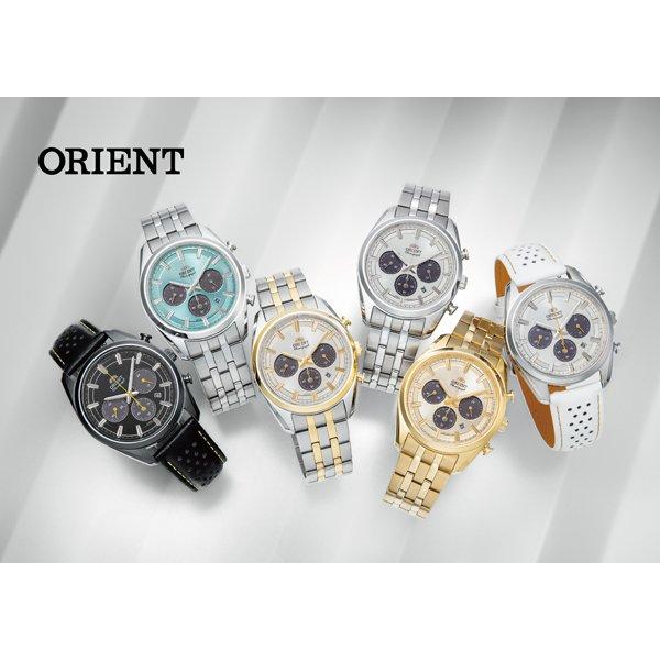 Orient TRN-TX0308S (Современный хронограф на солнечных батареях для мужчин из кожи Limited) Круглые часы белые
