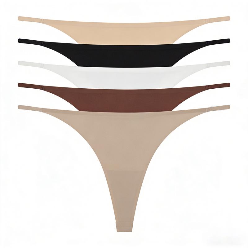 Сексуальные бесшовные стринги из ледяного шелка с низкой посадкой - Женское спортивное фитнес-белье большого размера