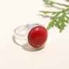 Red Coral Round Gemstone Ring, Solid 925 Sterling Silver, Bezel Ring, Handmade Jewelry, Boho Ring, Statement Ring, Silver Jewelry