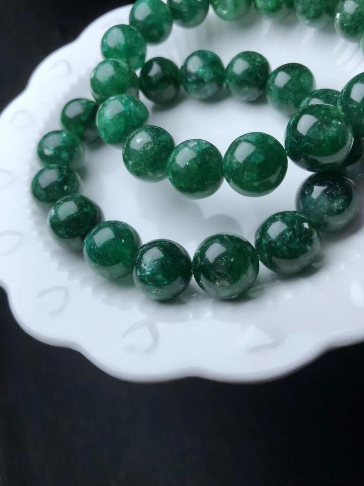 Natural Green Emerald Round Beads Tungsten Bracelet 12mm Gemstone Women Men Party Fashion Rare Jewelry AAAAAAA