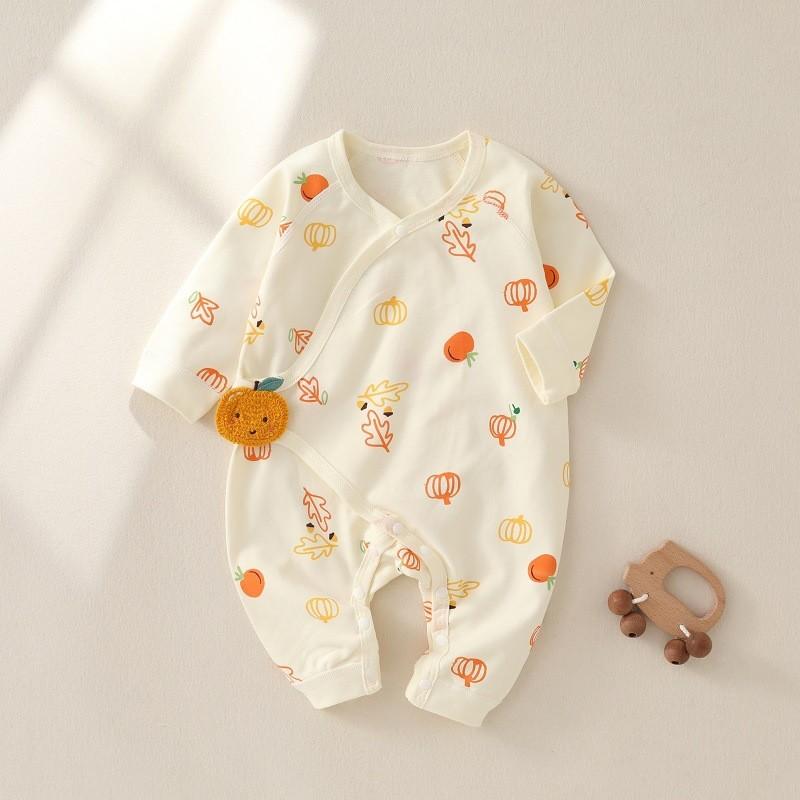 Baby Newborn Romper With Breathable Cotton And Diagonal Tie For Gentle Sleep