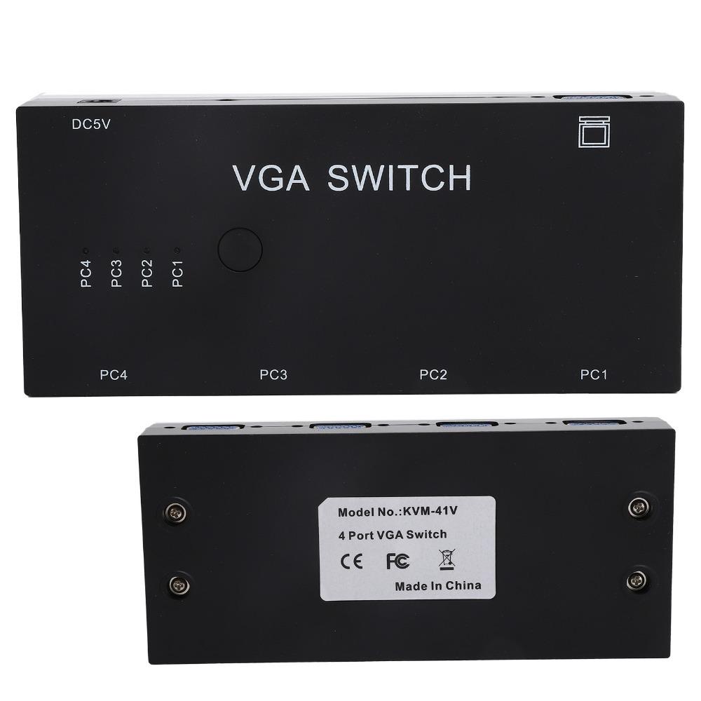 1920@1080P VGA Switcher 4 in 1 Out HD Video Sharer VGA Switch Box for VGA/XVGA/SVGA/UXGA TV Monitor