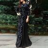 Women Dubai Arabian Floral Print Long Dress Muslim Dress Islamic Long Dress