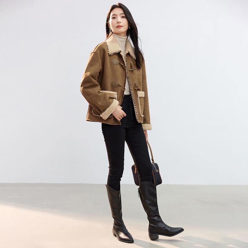 HSTYLE Женское зимнее пальто на пуговицах-клевантах с подкладкой из искусственного меха