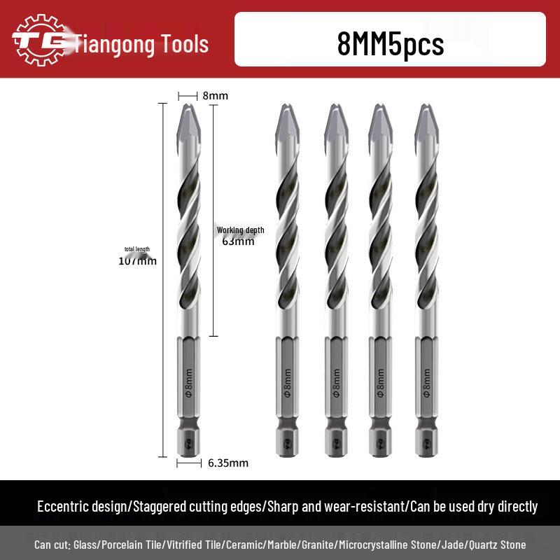 Eccentric Tile Drill Bit for Concrete, Cement, and Ceramic – Super Hard Alloy Triangle Impact.