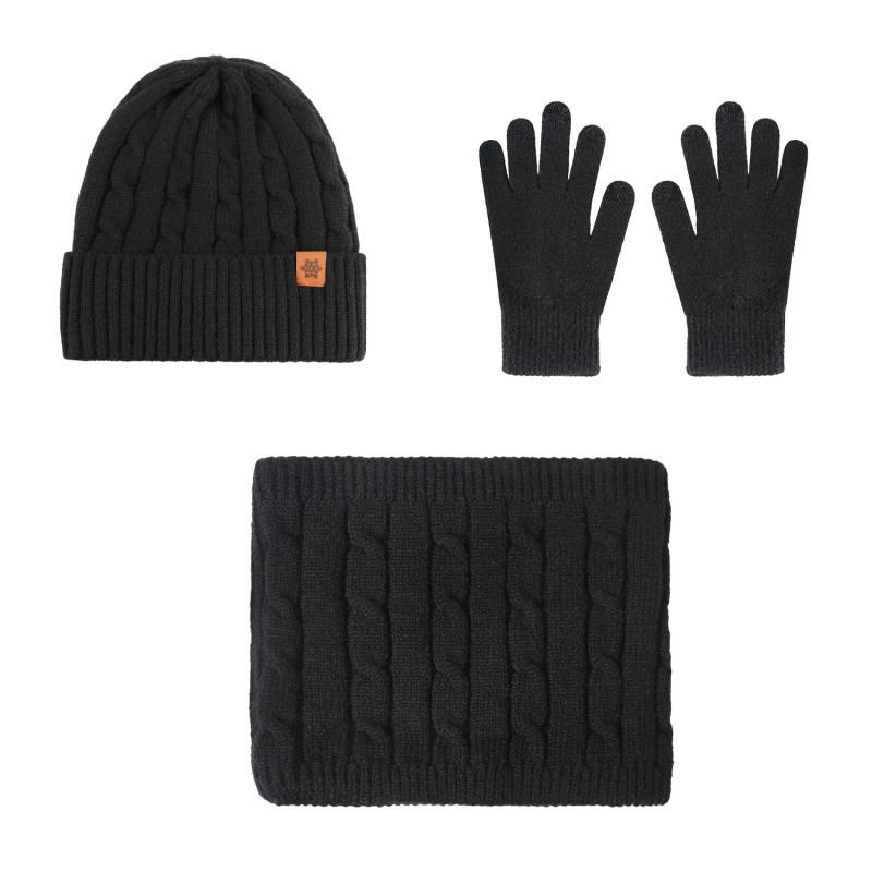 Winter Warm Knit Hat Scarf Gloves Set Men - Alpaca Wool Blend Thick Fleece Lined Outdoor Cycling Skiing Cold Weather