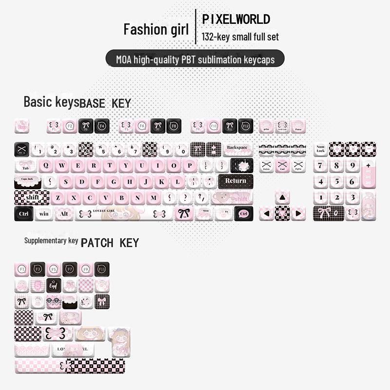 Blue Cute Cartoon Bear Keycap Set - Ice Cream Theme, 75-98 Keys, Highly Sublimated for Mechanical Keyboards